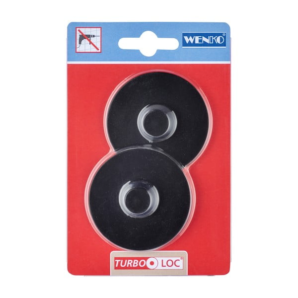 2 melnu pašturošu sienas kronšteinu komplekts Wenko Turbo-Loc Classic Plus