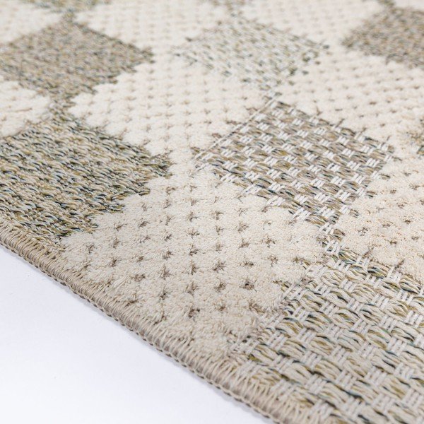 Zaļš mazgājams celiņa paklājs no kokvilnas maisījuma 80x230 cm Muted Checkerboard – Flair Rugs-image-2