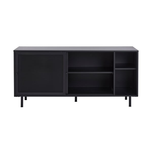 Melna metāla kumode ar bīdāmām durvīm 160x75x46 cm Veep – Unique Furniture-image-1