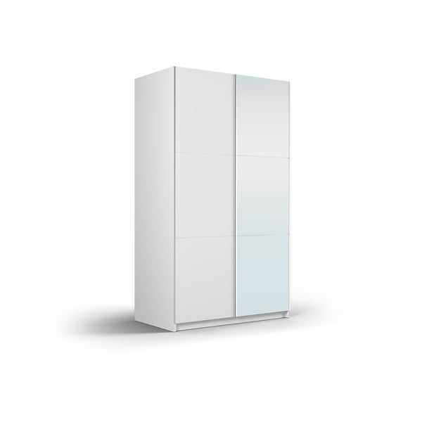 Balts drēbju skapis ar spoguli un bīdāmām durvīm 122x215 cm Lisburn – Cosmopolitan Design-image-2