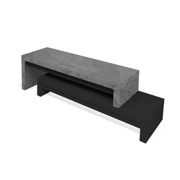 Melns dubultais TV galdiņš ar betona dekoru TemaHome Cliff, 125 x 40 cm-image-3