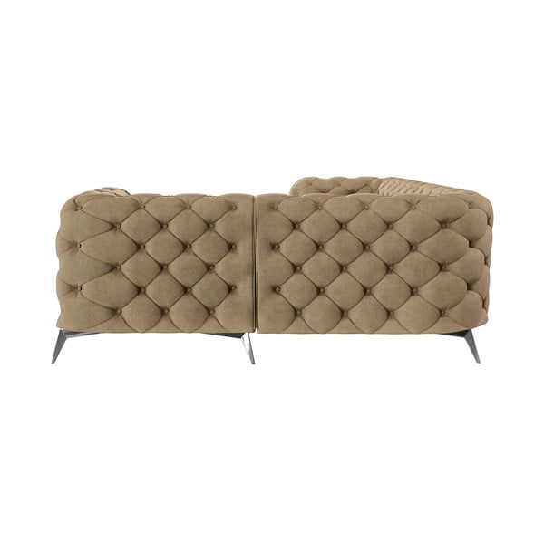 Gaiši brūns samta stūra dīvāns (ar labo stūri/L veida) Chelsea – Ropez-image-2