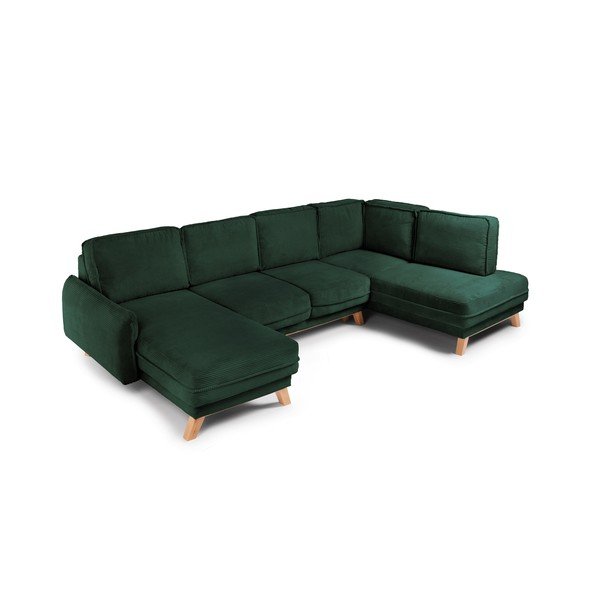 Tumši zaļš velveta salokāms/ar uzglabāšanas vietu stūra dīvāns (ar labo stūri/U veida) Tori – Bonami Selection-image-1