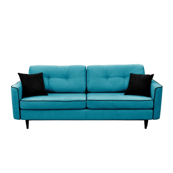 Tirkīza zils trīsvietīgs izlaižams dīvāns ar melnām kājām Mazzini Sofas Magnolia