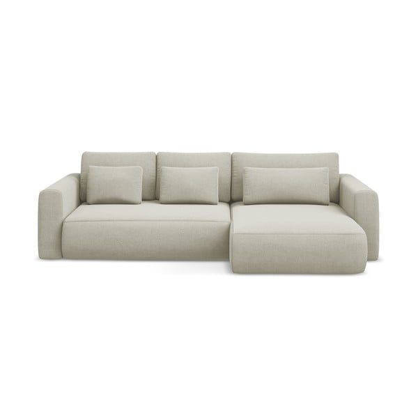 Bēšs salokāms/ar uzglabāšanas vietu stūra dīvāns (ar labo stūri/ar zvilni) Kapua – Makamii