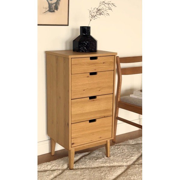 Dabīga toņa ozola masīvkoka kumode 45x92x38 cm Garrison – Rowico-image-1