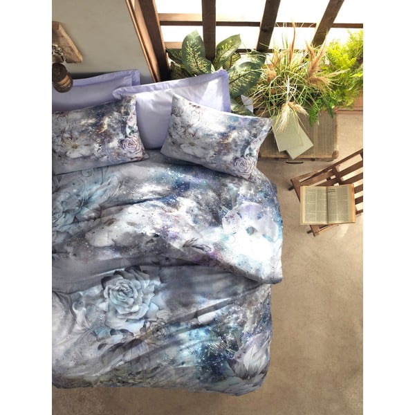 Kokvilnas satīna gultasveļa ar lapu Cotton Box Zaira, 200 x 220 cm
