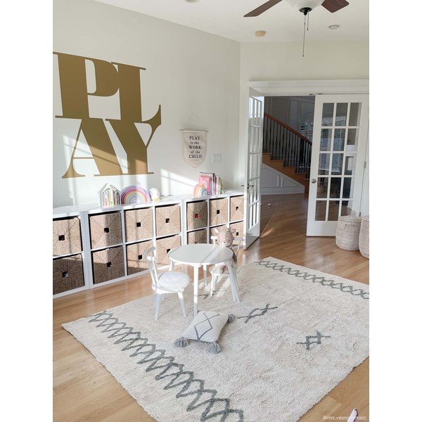 Zils/krēmkrāsas mazgājams/ar rokām darināts kokvilnas paklājs 170x240 cm Atlas Natural – Lorena Canals-image-3