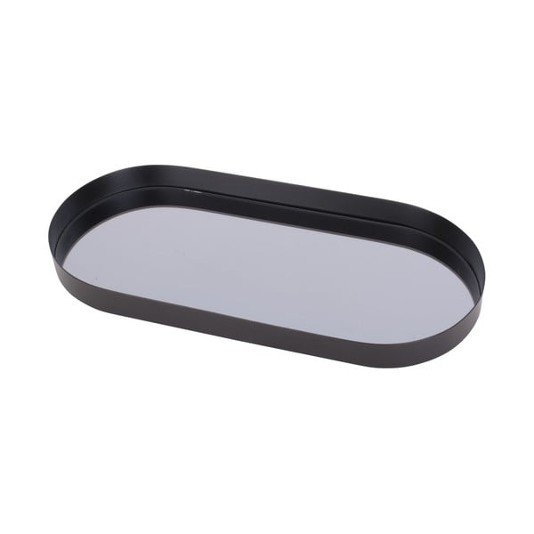 Melna paplāte ar dūmakainu spoguli PT LIVING Oval, platums 18 cm