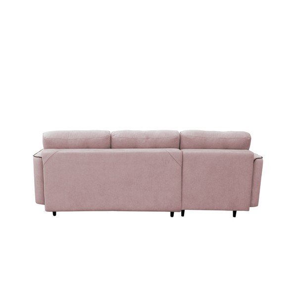 Rozā trīsvietīgs izlaižams stūra dīvāns ar melnām kājām Mazzini Sofas Dragonfly, kreisais stūris-image-3