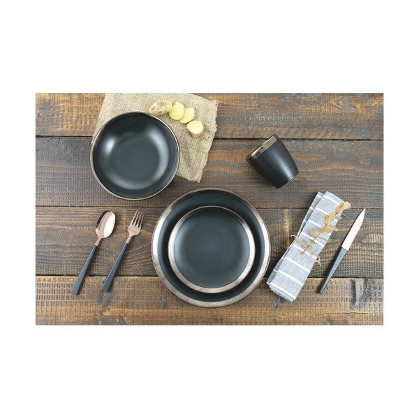 18 daļīgs melno māla trauku komplekts Villa d'Este Naima-image-1