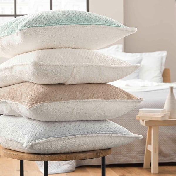 Zaļš stepēts gultas pārklāja un spilvendrānas komplekts no vilnas Sherpa 240x220 cm Mylene – douceur d'intérieur-image-2