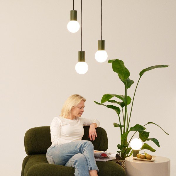 Zaļa piekaramā lampa no opāla stikla ø 12 cm Orbital – Sollux-image-1