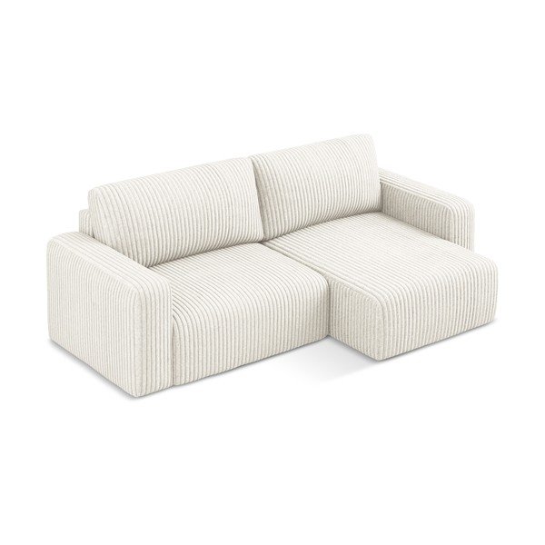 Krēmkrāsas velveta salokāms stūra dīvāns ar uzglabāšanas vietu (ar labo stūri/ar zvilni) Kona – Makamii-image-3