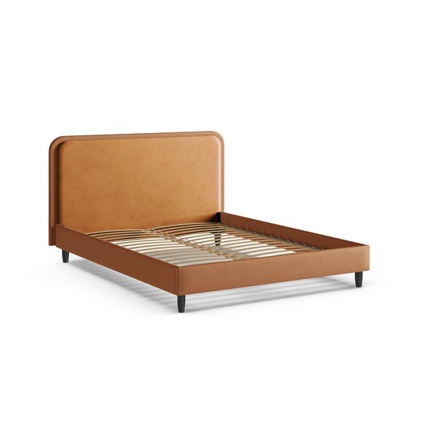 Oranža polsterēta divvietīga gulta ar redelēm 180x200 cm Aveline – Micadoni -image-2