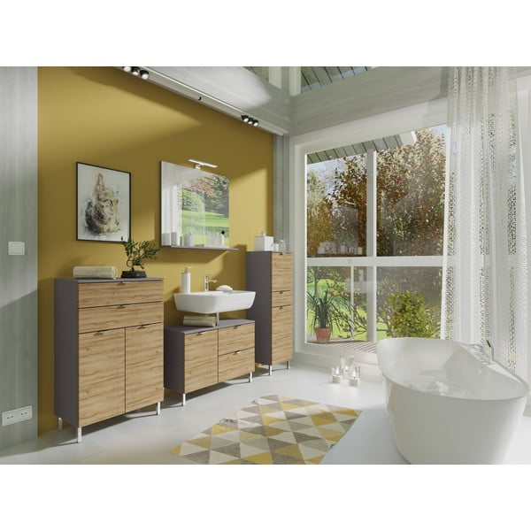 Skapītis zem izlietnes ar ozolkoka dekoru Germania Mauresa, platums 60 cm-image-4