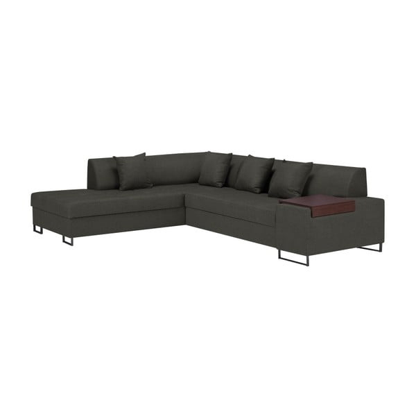Tumši pelēks stūra dīvāns ar melnām kājām Cosmopolitan Design Orlando, kreisais stūris