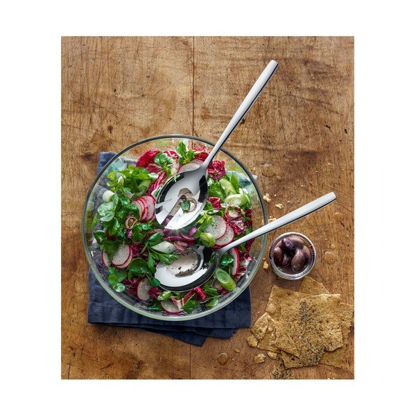 Stikla salātu bļodu komplekts ar 2 nerūsējošā tērauda galda piederumiem WMF Taverno-image-1