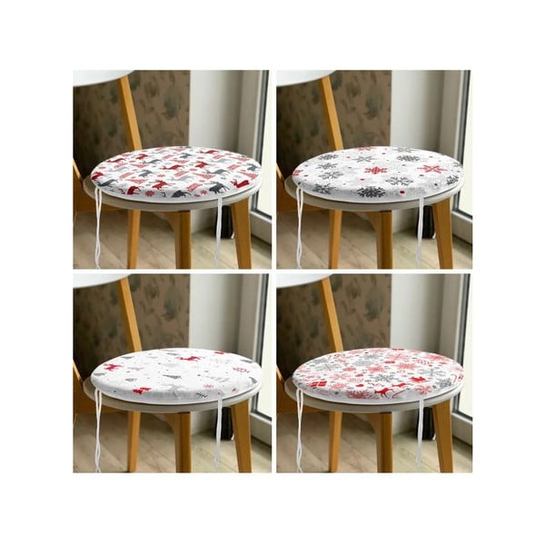 Sēdekļa spilveni ar Ziemassvētku motīvu (4 gab.) ø 40 cm Snowflakes – Mila Home-image-3