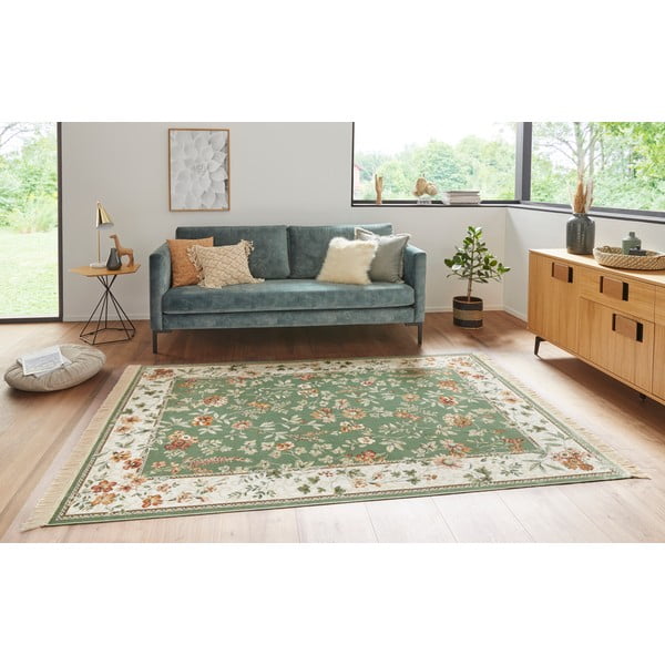 Zaļš/krēmkrāsas viskozes paklājs 195x300 cm Oriental – Nouristan-image-1