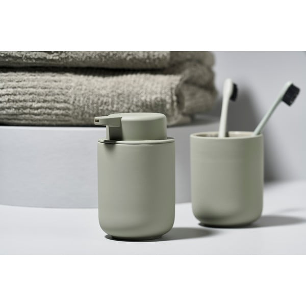 Pelēki zaļš keramikas ziepju dozators Zone Eucalyptus, 250 ml-image-1