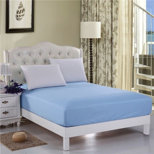 Gaiši zila neelastīga divguļamās gultas pārklājs Purreo Lento, 160 x 200 cm