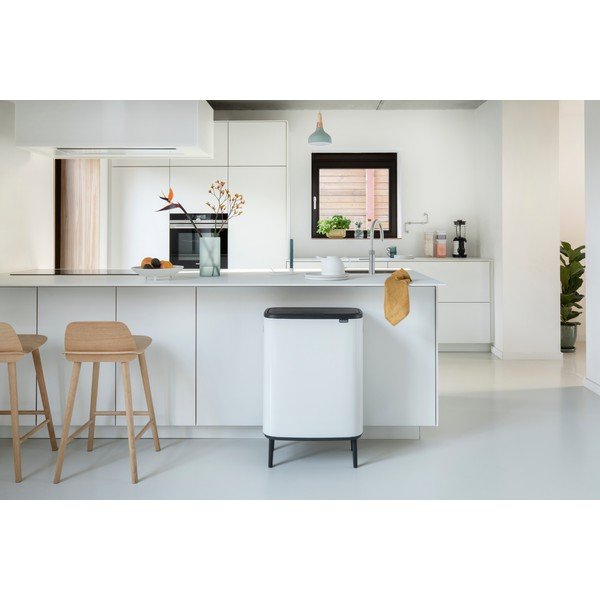 Balta ar pieskārienu atverama tērauda atkritumu tvertne 60 l Bo Touch Bin Hi – Brabantia-image-1