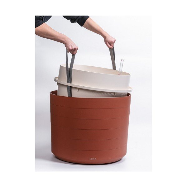 Brūni sarkans pašapūdeņojošs puķu pods Plastia Berberis, ø 55 cm-image-3