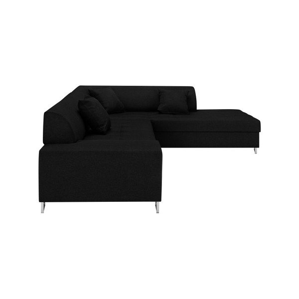Melns stūra dīvāns ar sudraba krāsas kājām Cosmopolitan Design Orlando, labais stūris-image-2