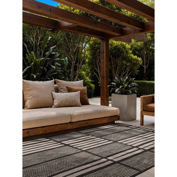 Melns/krēmkrāsas iekštelpu un āra paklājs 160x230 cm Haringey Allington – Ted Baker-image-1