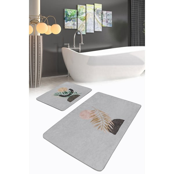 Pelēki vannas istabas paklājiņi (2 gab.) 60x100 cm – Mila Home-image-1
