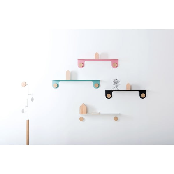 Sienas plaukts no zaļa tērauda ar ozolkoka detaļām un 2 āķiem Gazzda, garums 50 cm-image-4