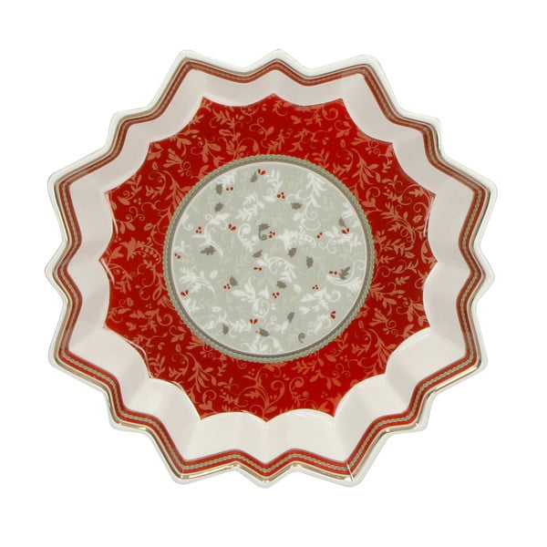 Porcelāna servēšanas šķīvis ar Ziemassvētku motīvu Brandani Vassoio Stella Connubio, ⌀ 22 cm