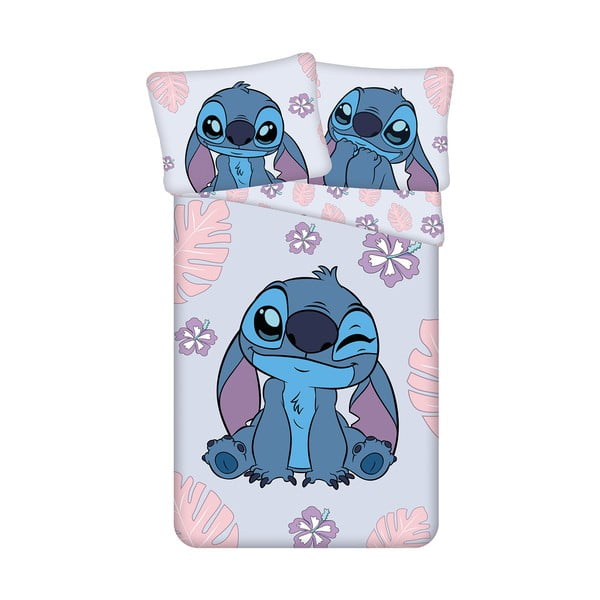 Zila/violeta vienguļamā kokvilnas bērnu gultas veļa 140x200 cm Lilo and Stitch "Cute" – Jerry Fabrics