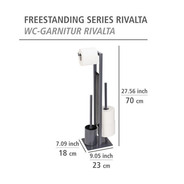 Pelēks tualetes papīra turētājs ar tualetes birsti Wenko Rivalta-image-4