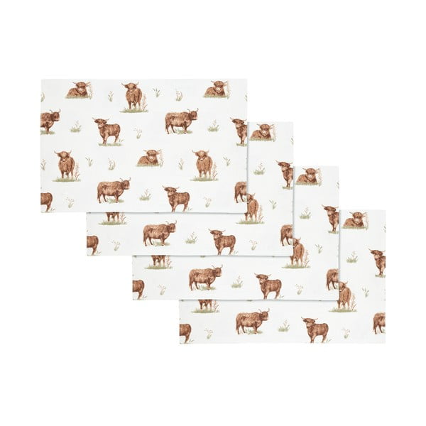 Kokvilnas galda paliktņi (4 gab.) 30x46 cm Angus Highland Cow – Catherine Lansfield