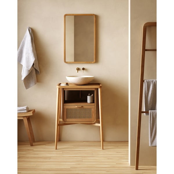 Sienas spogulis ar masīvkoka rāmi 45x70 cm Shamel – Kave Home-image-1