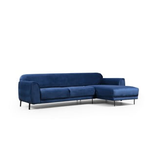Zils samta izvelkamais stūra dīvāns Artie Image, labais stūris