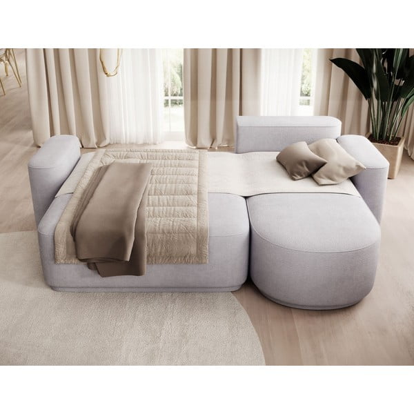 Gaiši pelēks salokāms/ar uzglabāšanas vietu stūra dīvāns no šenila auduma (ar labo stūri/ar zvilni) Aurumm – ELTAP-image-4