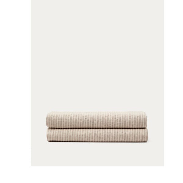 Bēšs žakarda stepēts gultas pārklājs 240x260 cm Vindi – Kave Home-image-2