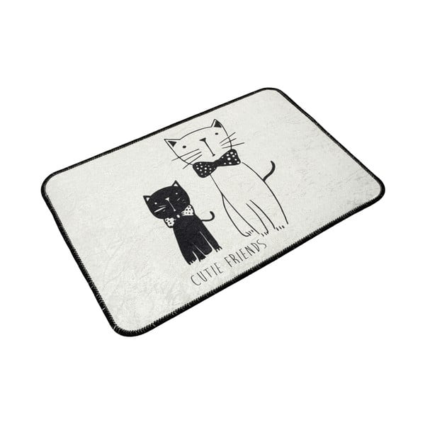 Balts/melns vannas istabas paklājs 60x40 cm Little Cats – Foutastic