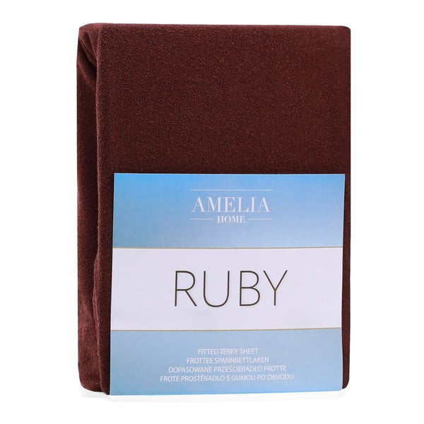 Brūns frotē palags ar gumiju 180x200 cm Ruby – Restilo-image-2