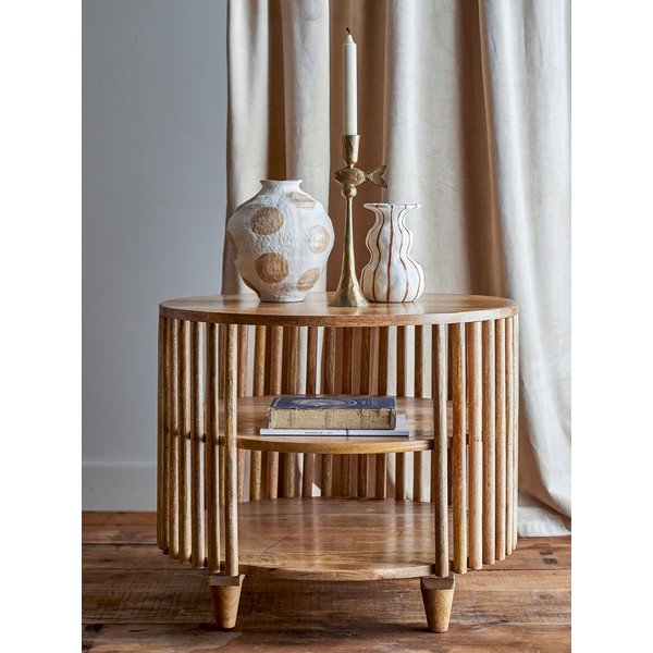 Dabīga toņa mango masīvkoka apaļš žurnālgaldiņš ø 60 cm Sali – Bloomingville-image-1