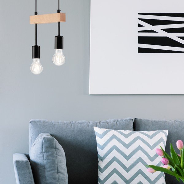 Melna/dabīga toņa piekaramā lampa Orazio – LAMKUR-image-2