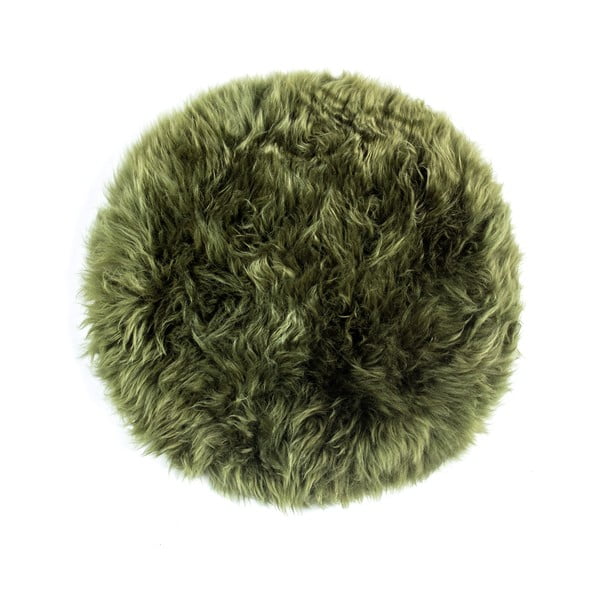 Tumši zaļš aitādas sēdekļa spilvens apaļajam ēdamistabas krēslam Royal Dream Zealand, ⌀ 35 cm