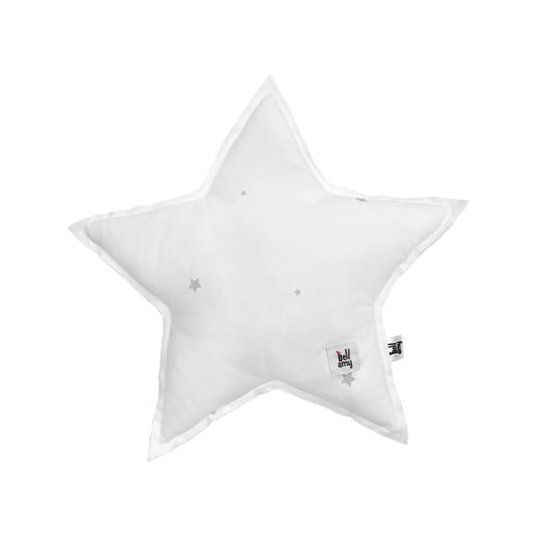 BELLAMY Shining Star pelēks kokvilnas zīdaiņu spilvens zvaigznes formā