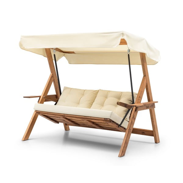 Krēmkrāsas/dabīga toņa masīvkoka dārza šūpoles Galata – Floriane Garden-image-2