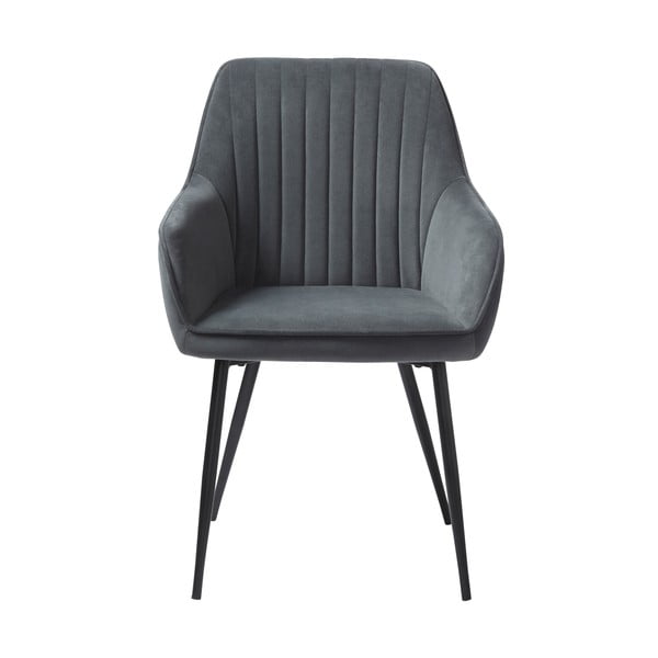 Pelēki polsterēti ēdamistabas krēsli ar roku balstiem (2 gab.) Nolan Stripe – Unique Furniture-image-1