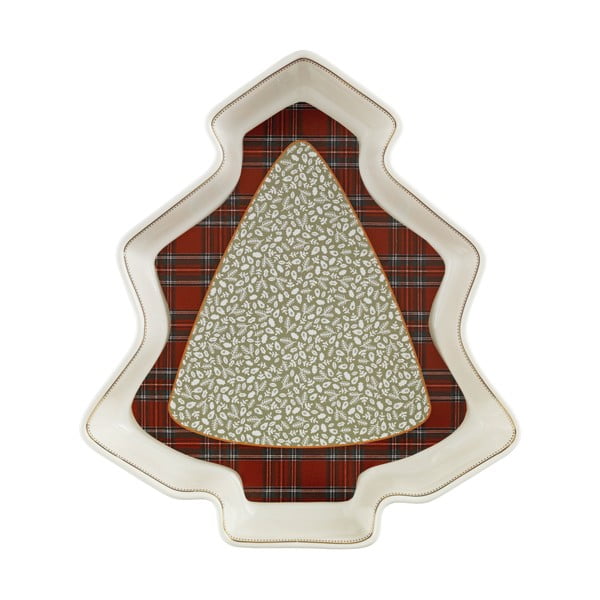 Porcelāna servēšanas šķīvis eglītes formā Brandani Sottobosco Porcelain, garums 23,5 cm