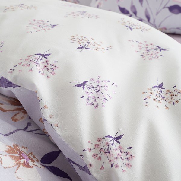 Balta/violeta divguļamā gultas veļa 230x220 cm Isadora Floral – Catherine Lansfield-image-4